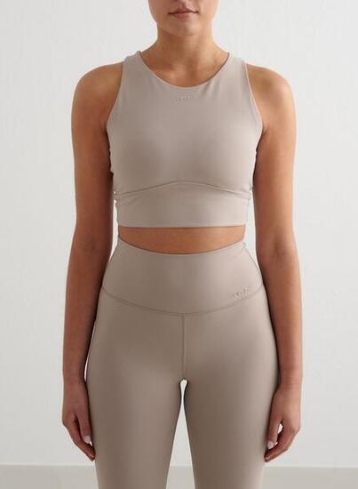 Femme Soutien-gorge de sport Col Haut Dos à Bretelles Beige Foncé