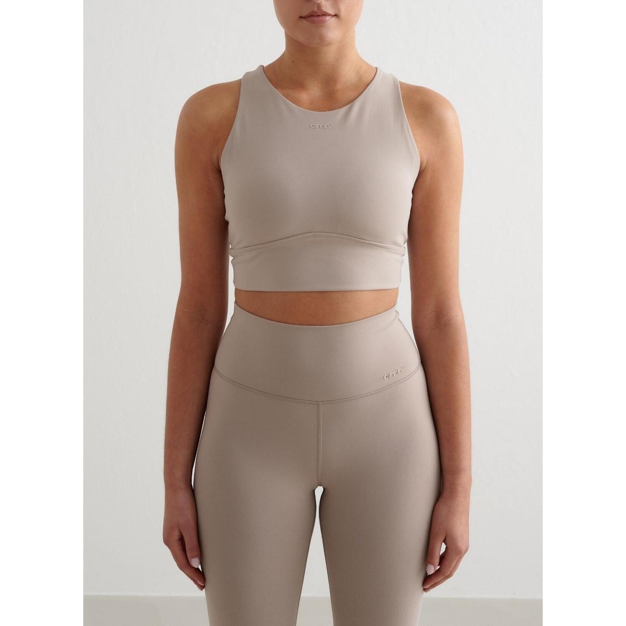 Aim'n - Femme Yoga Soutien-gorge De Sport Col Haut Dos À Bretelles Beige Foncé - Brassière - Beige - 40 M - Decathlon