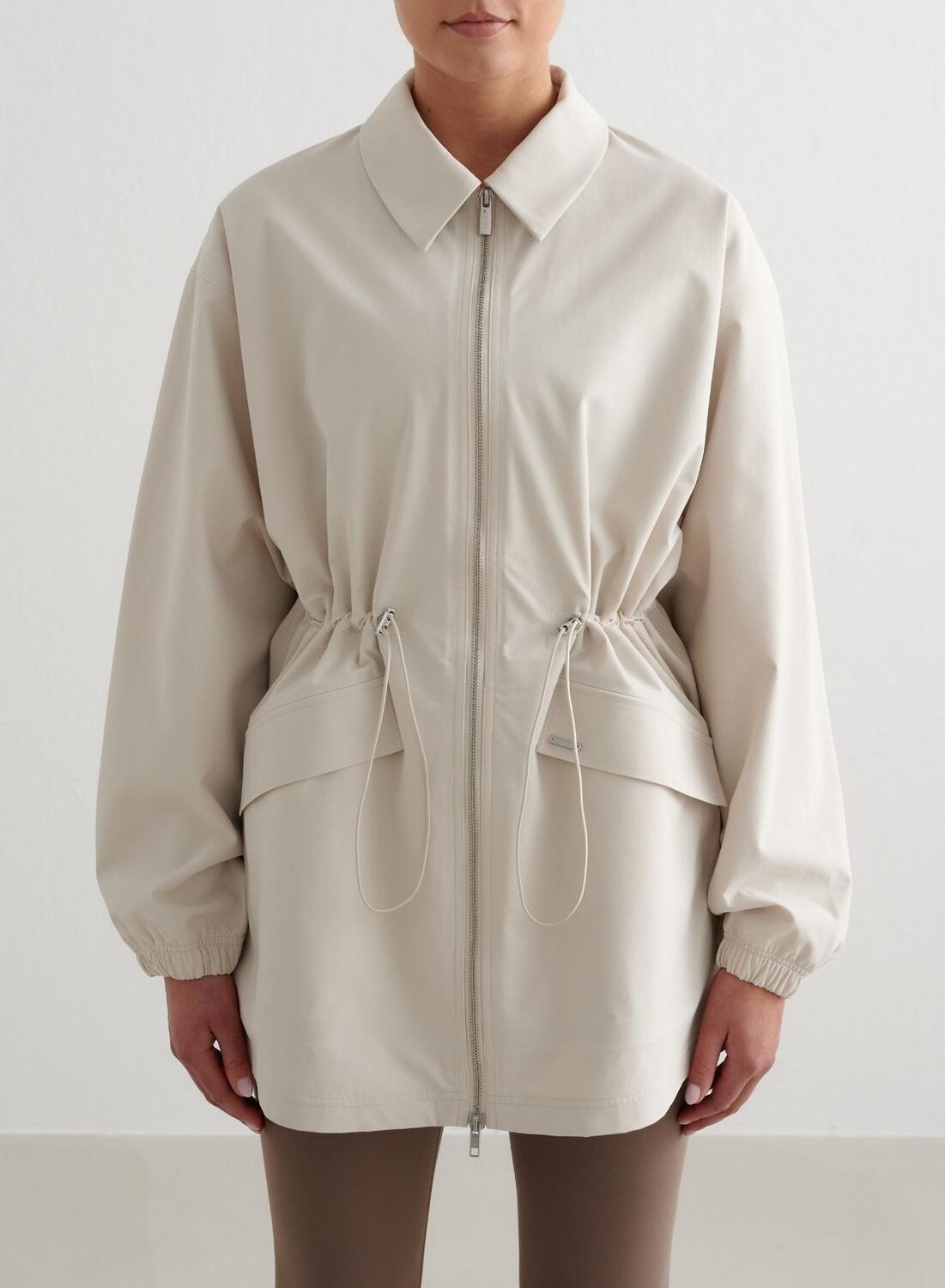 Dames Zip Jas Waterdicht Beige 3/6