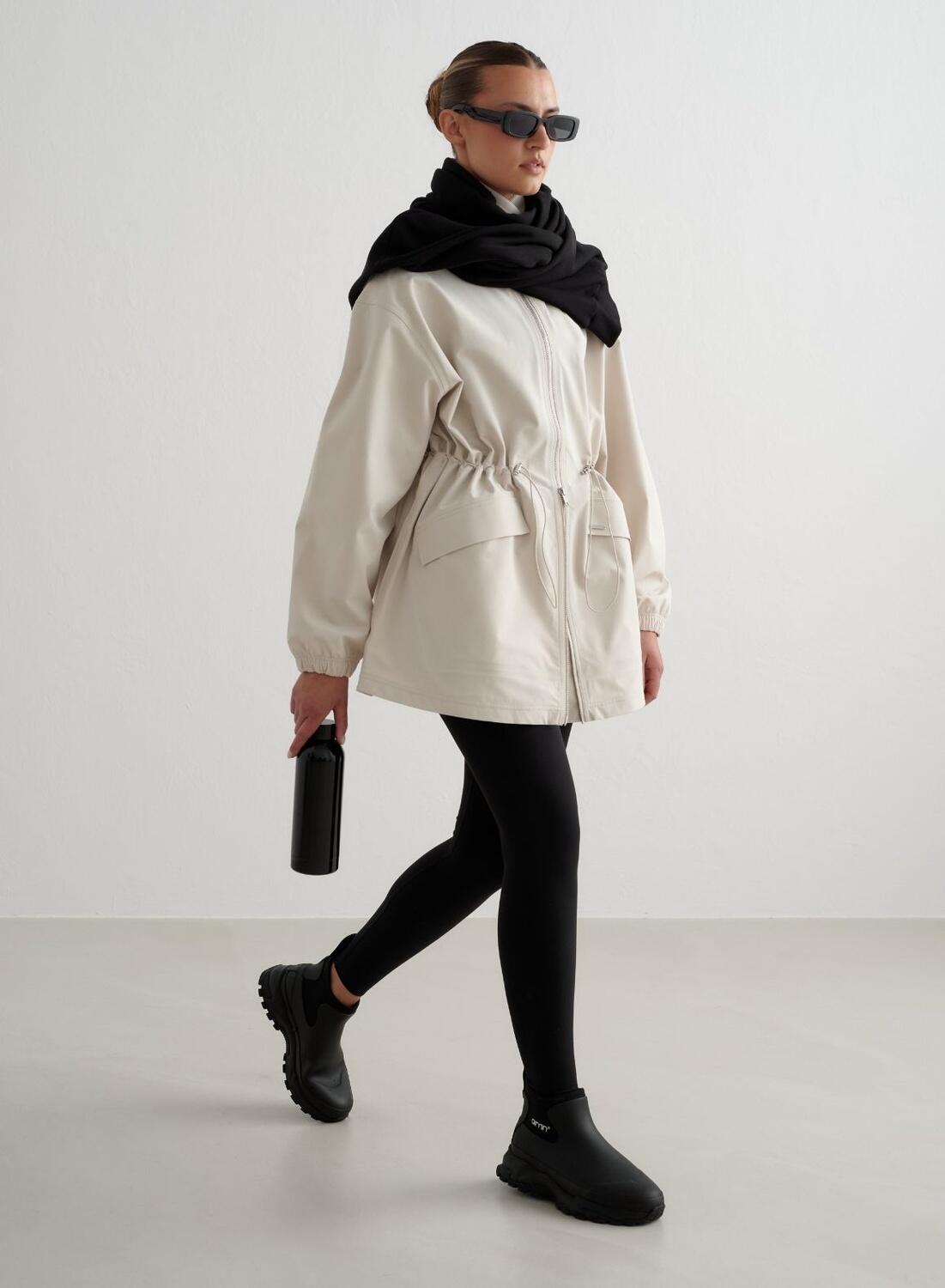 Dames Zip Jas Waterdicht Beige 2/6