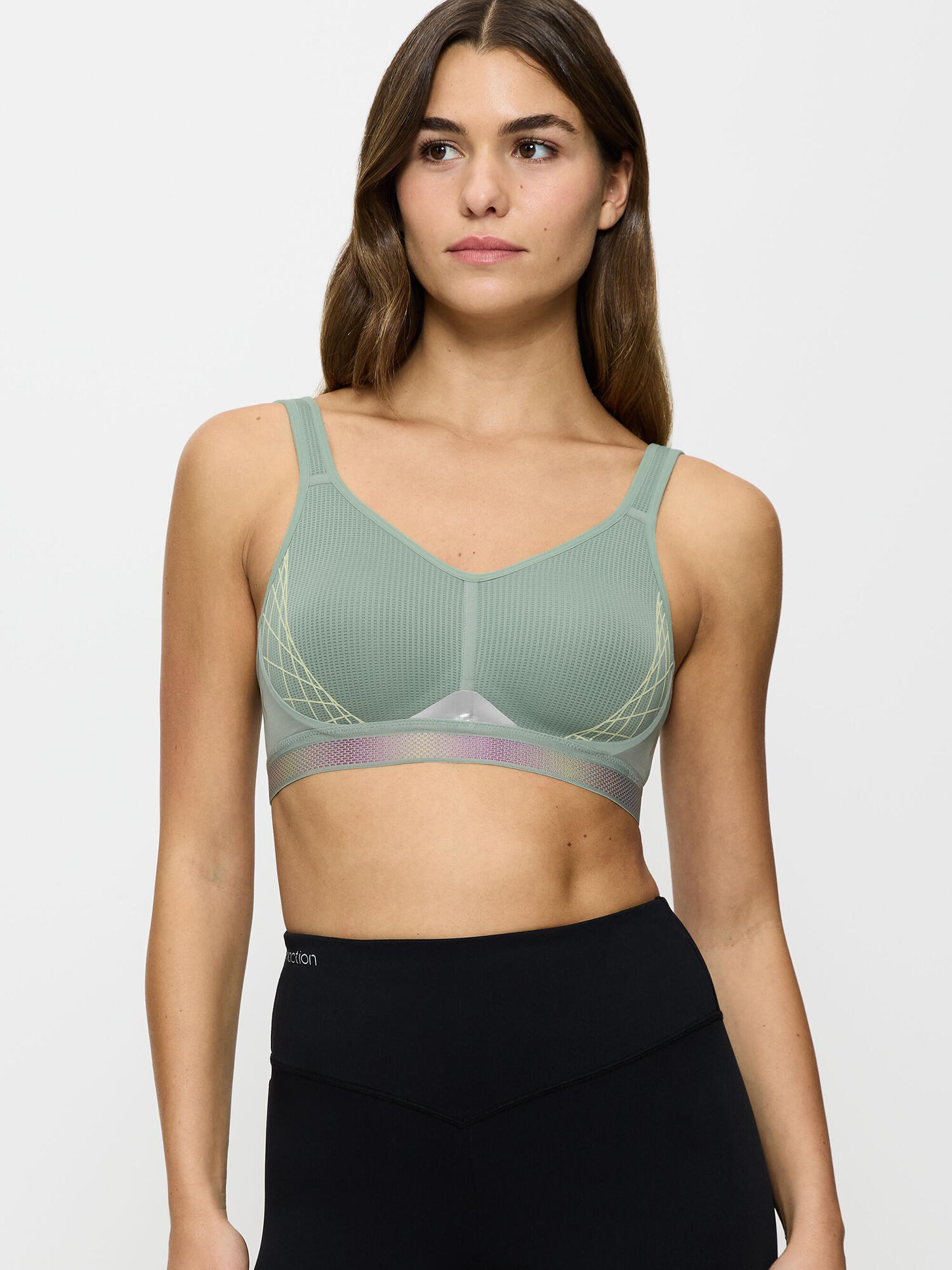 Sport-BH maximaler Halt Damen - Triaction Cardio Flow hellgrün 2/5
