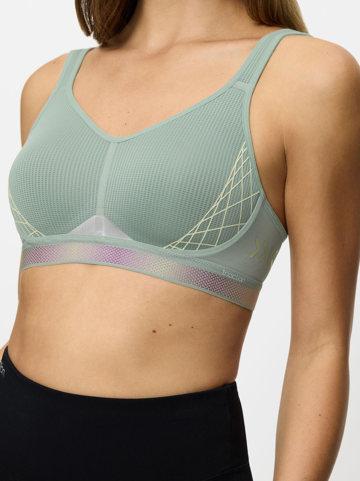 Sport-BH maximaler Halt Damen - Triaction Cardio Flow hellgrün 4/5