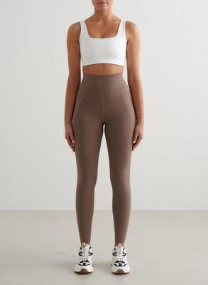 Dames yoga legging met zakken vochtafvoerend bruin