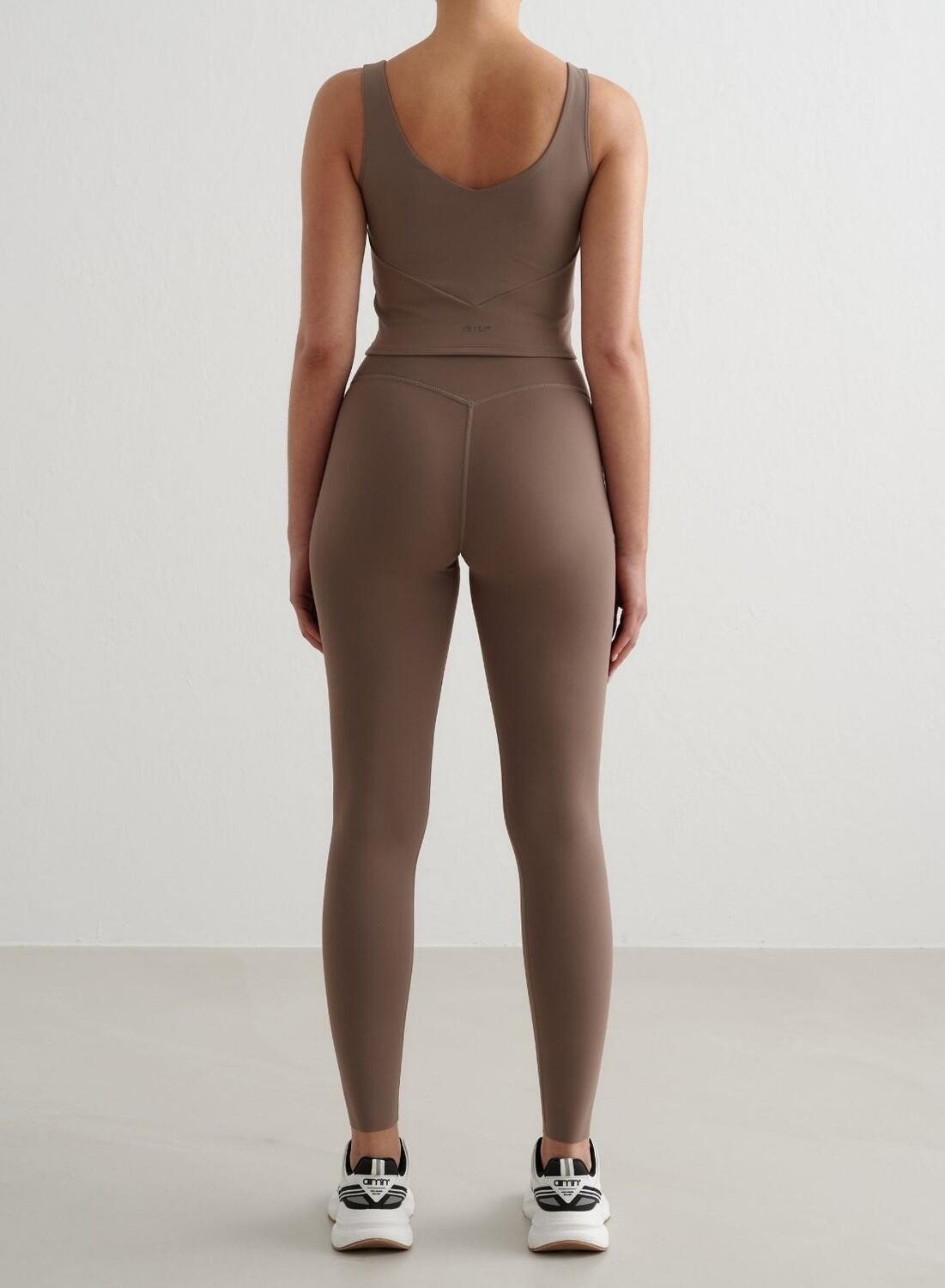 Femme Leggings Évacuation de l'humidité Résistant au Squat Marron 2/6