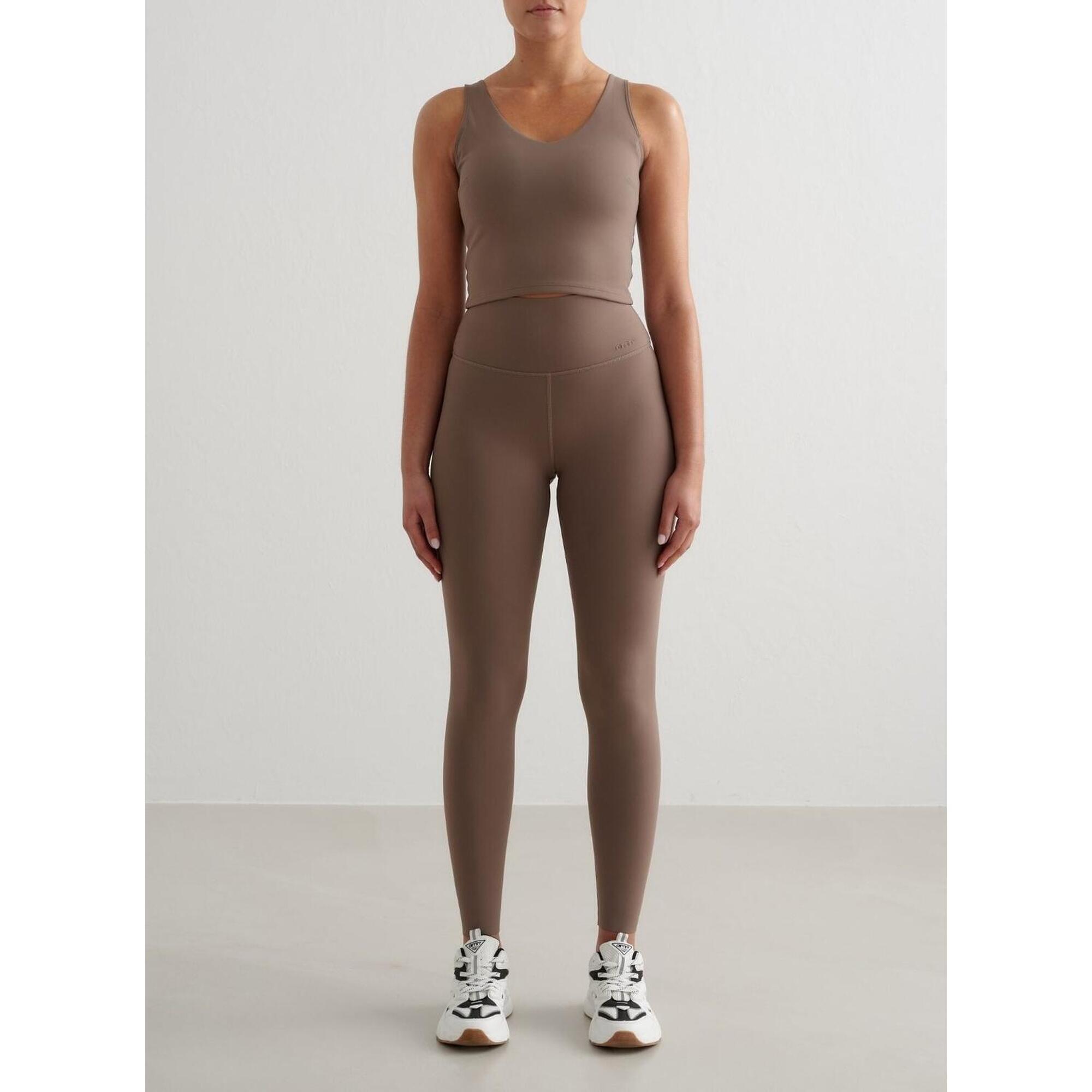 Aim'n - Femme Leggings Évacuation De L'Humidité Résistant Au Squat Marron - Legging - Marron|vert - Decathlon
