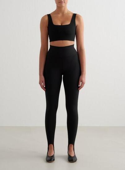 Femme Leggings avec Étriers Évacuation de l'humidité Noir