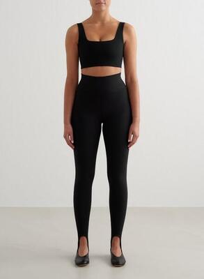 Dames legging met beugels vochtafvoerend zwart