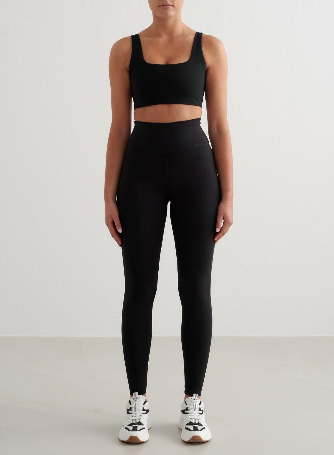 Mujer Sujetador Deportivo Escote Cuadrado Negro 3/6