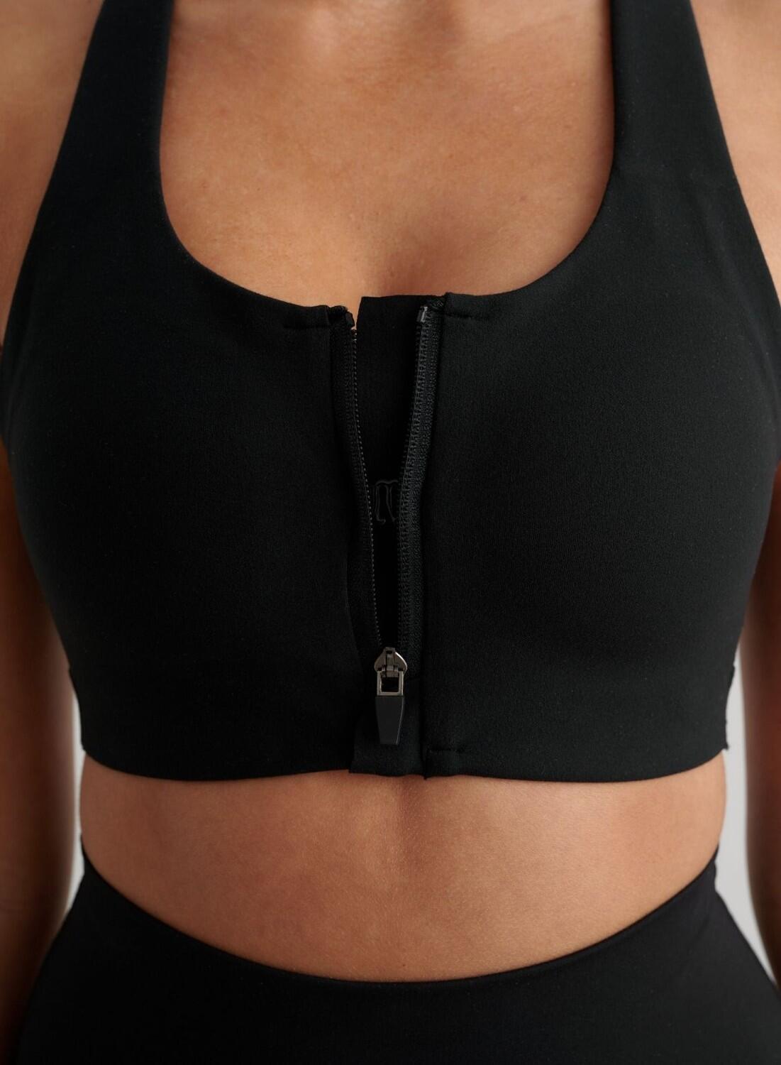 Femme Soutien-gorge de sport Maintien Élevé Fermeture Éclair Noir 5/6