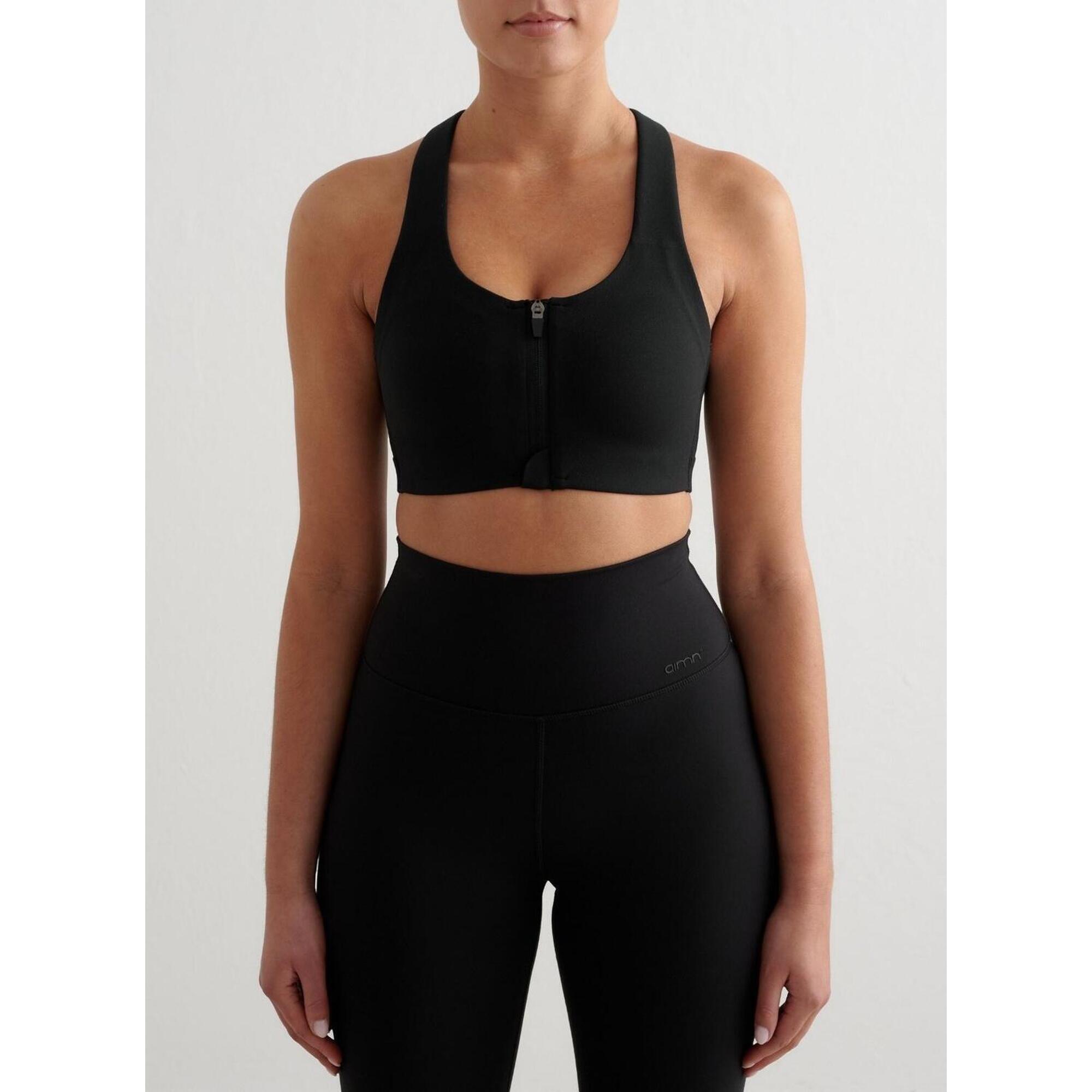 Aim'n - Femme Soutien-gorge De Sport Maintien Élevé Fermeture Éclair Noir - Brassière - Noir - 38 S - Decathlon