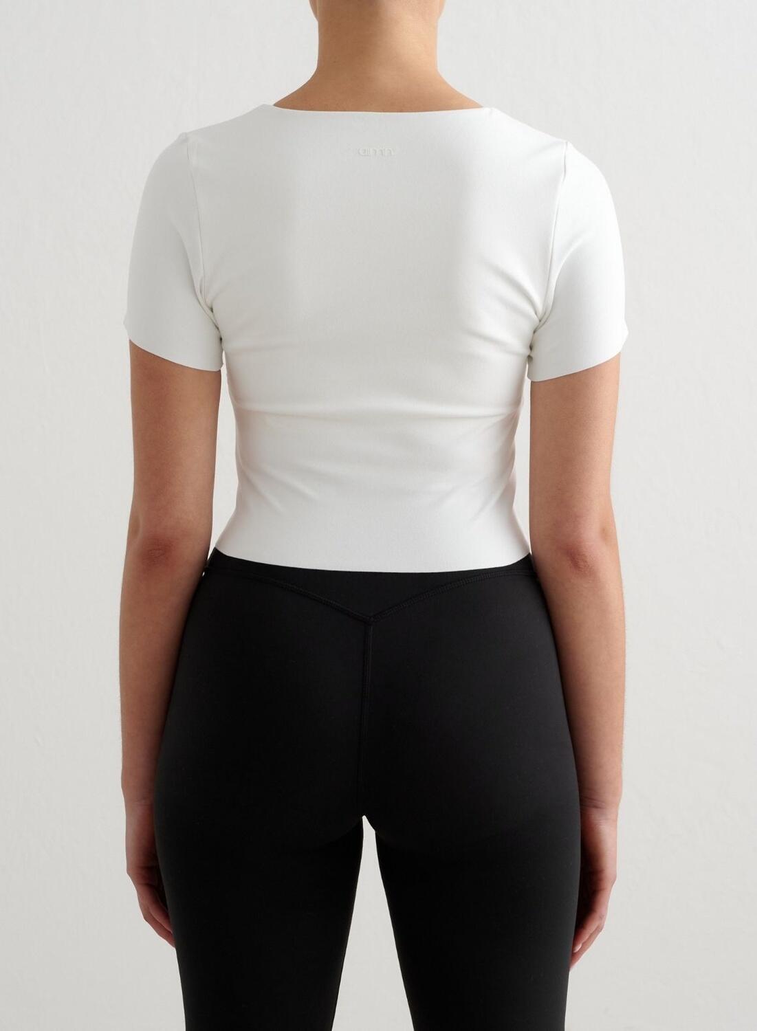 Mujer Sujetador Deportivo Bralette de Manga Corta Blanco 2/6