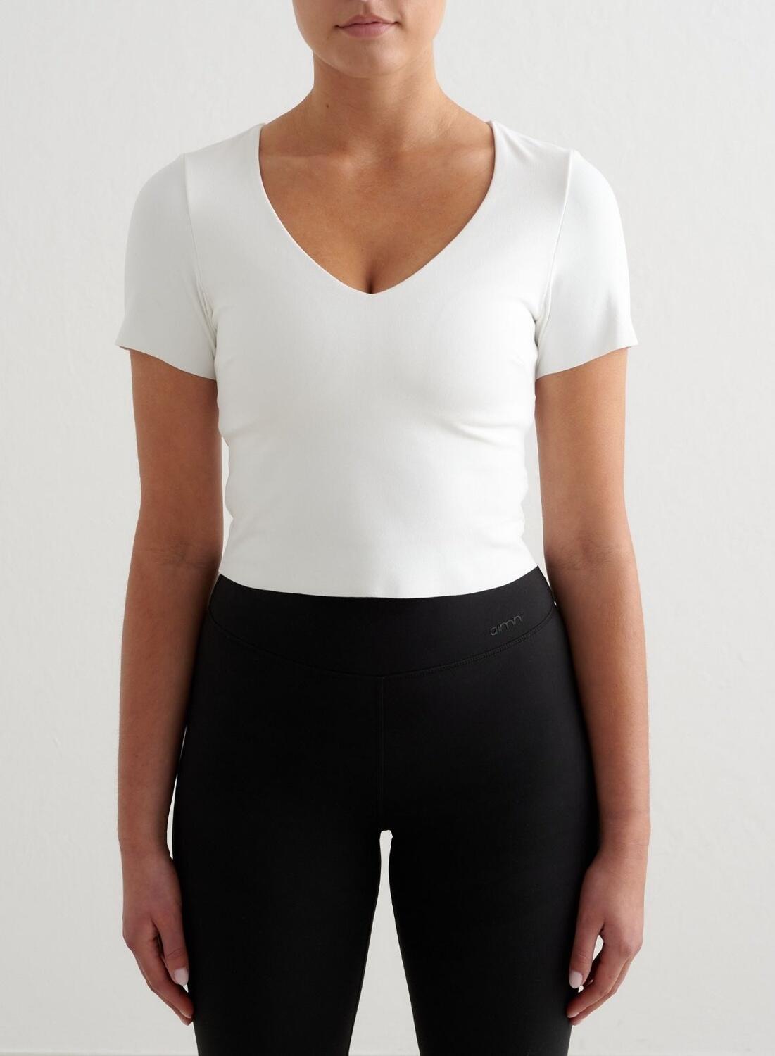 AIM'N Damen Yoga Sport BH Kurzarm Bralette Weiß