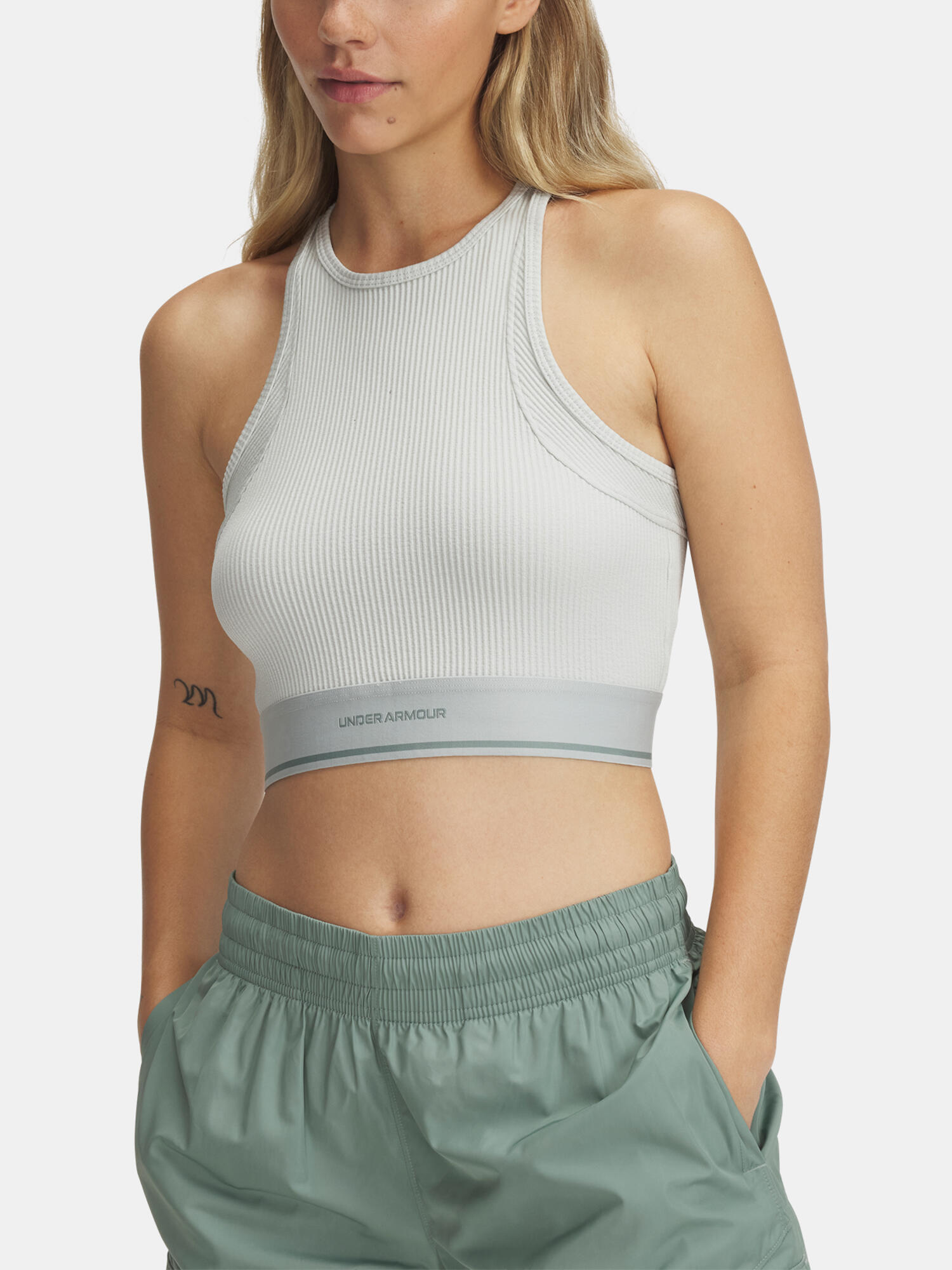 Débardeur de sport femme Under Armour Meridian Rib Branded Tank hydro 1/3