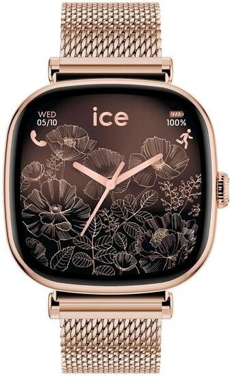 Montre connectée ICE SMART 2.0 Carrée avec Bracelet Milanaise Rose G