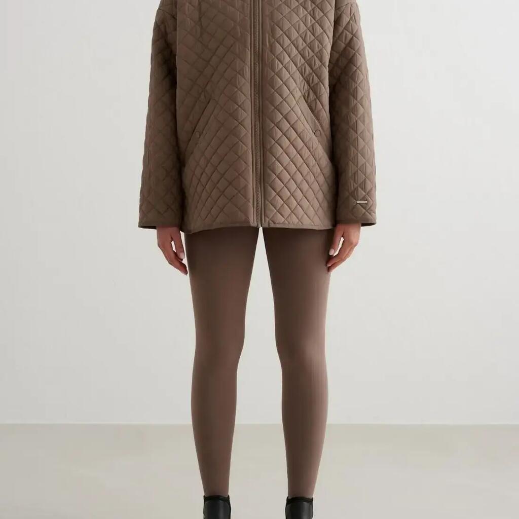 Women's Jacket Quilted Water-Repellent Oversized Nougat Brown