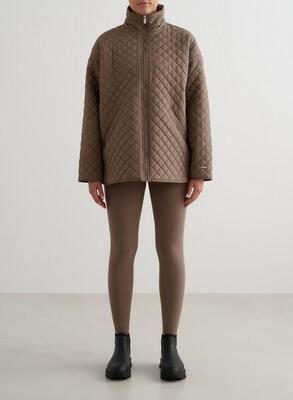 Dames jas waterafstotend oversized gewatteerd bruin