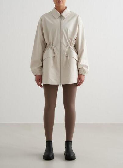 Damen Zip Jacke Wasserdicht Beige