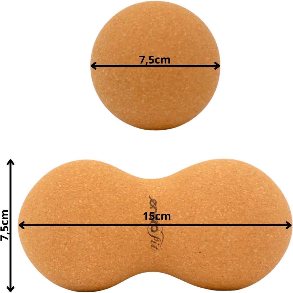 Podwójna piłeczka do masażu Enero Fit 7.5x15CM korkowa 6/6