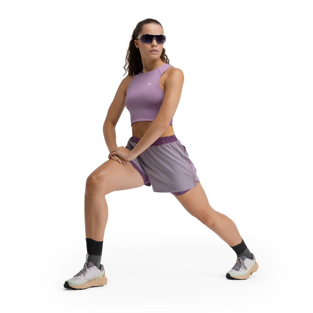 Débardeur crop top trail running femme Randonnée Phoenix Lilac Pourpre 3/7