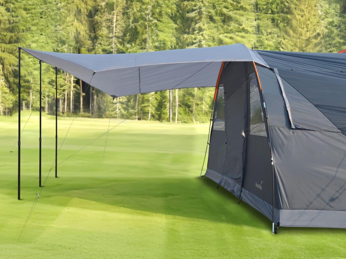 Voile d'ombrage auvent Spirit 390x400cm avec 3 mâts - Protection solaire anti UV 4/7