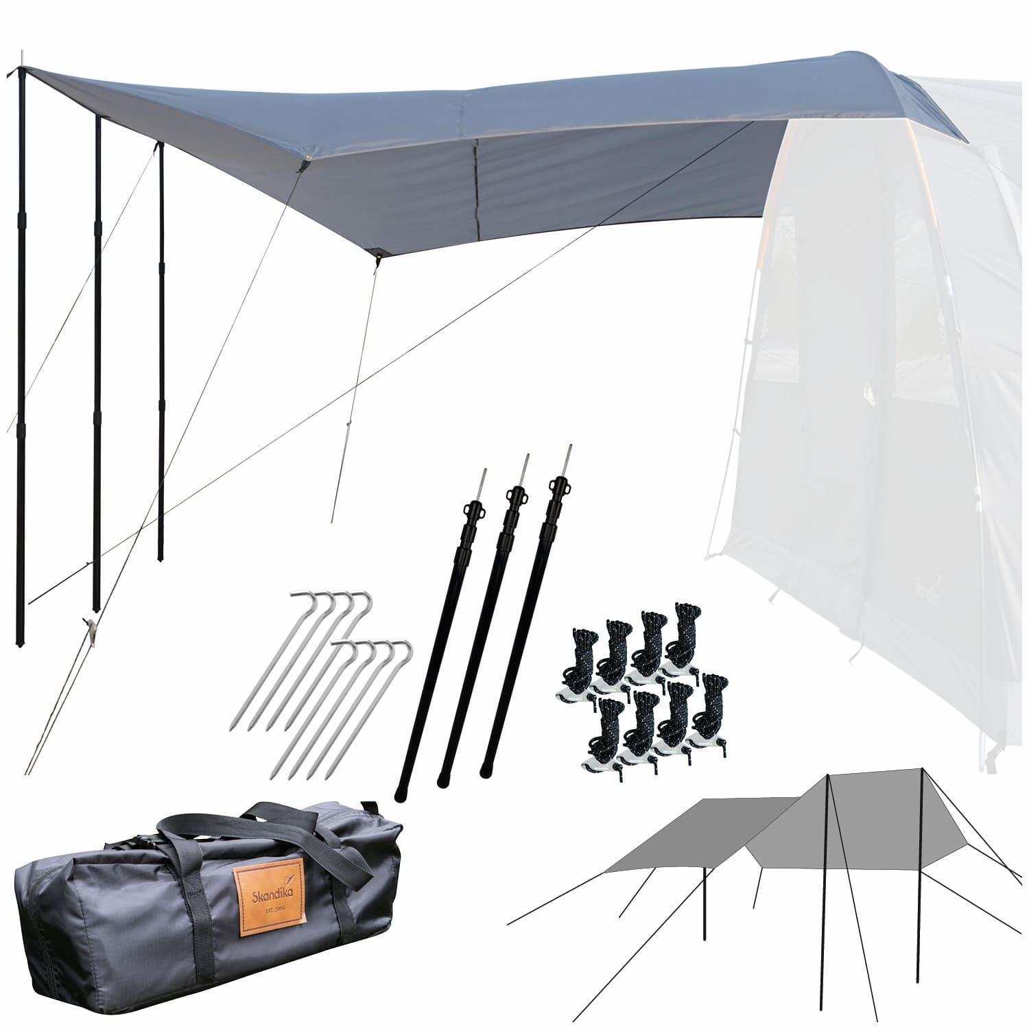 Skandika - Voile D'Ombrage Auvent Spirit 390x400cm Avec 3 Mâts - Protection Solaire Anti Uv - Abris - Gris - Taille Unique - Decathlon