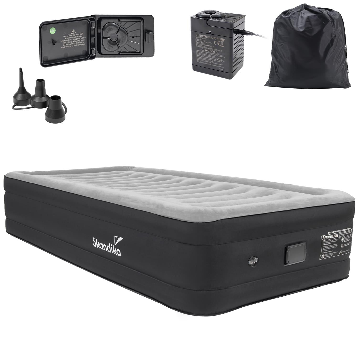 Skandika - Matelas Gonflable Simple Sveja Flex - 1 Personne - Pompe Intégrée Rechargeable - Matelas Gonflable - Noir - Taille Unique - Decathlon