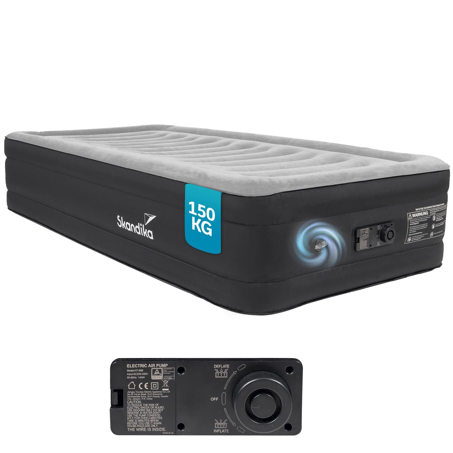 Skandika - Matelas Gonflable Sveja - 1 Personne - Pompe Intégrée - Sac De Transport - Matelas Gonflable - Noir - Taille Unique - Decathlon