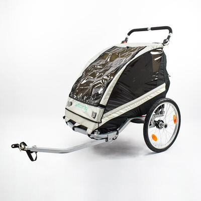 2-in-1 aluminium fietskar voor 2 kinderen en kinderwagen