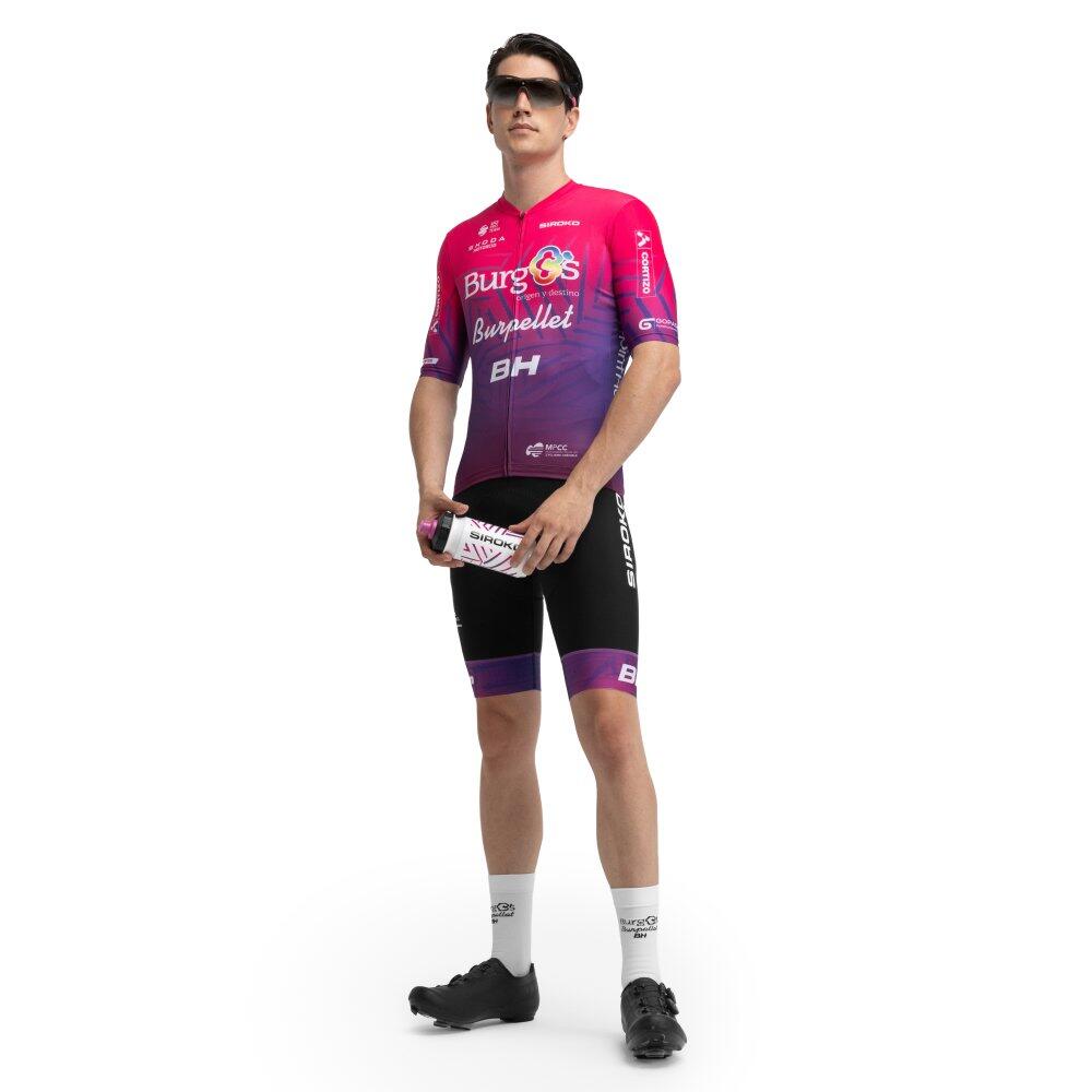 Herren burgos burpellet bh x siroko kurzärmeliges radtrikot BBBH Burgos Pink Ro 3/6