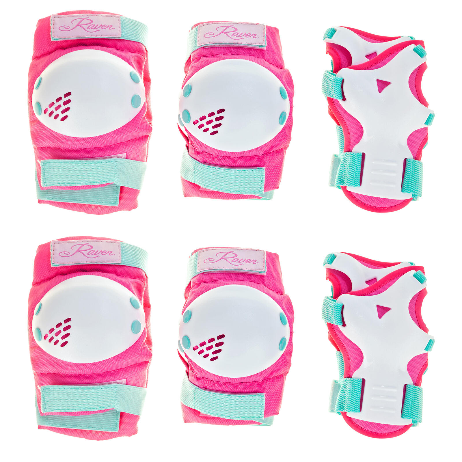 Raven - Protections Pour Vélo, Rollers Et Trottinette Verba - Set De Protection - Rose|vert - 40 M - Decathlon