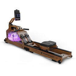 Rameur à Eau Premium, Qualité Allemande, Bois, Affichage LCD & Appli