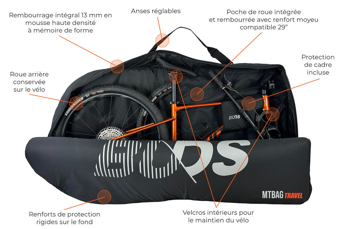 MTBAG TRAVEL, housse transport VTT rembourrée sans démonter la roue arrière 3/7