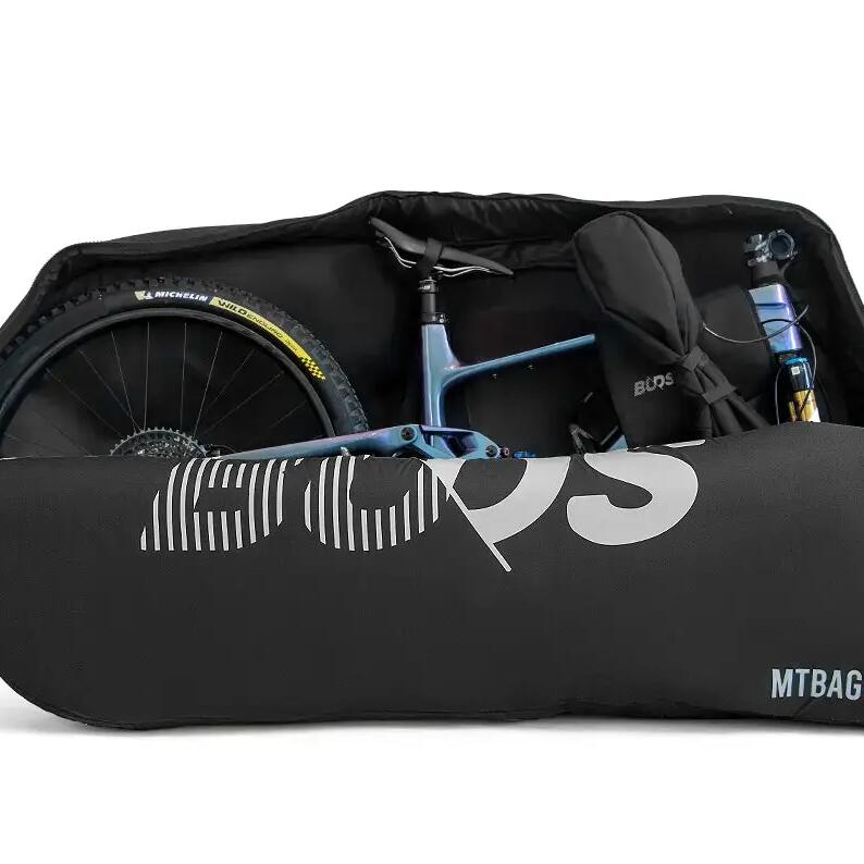 MTBAG TRAVEL – padded MTB transport bag, rear wheel stays mounted.