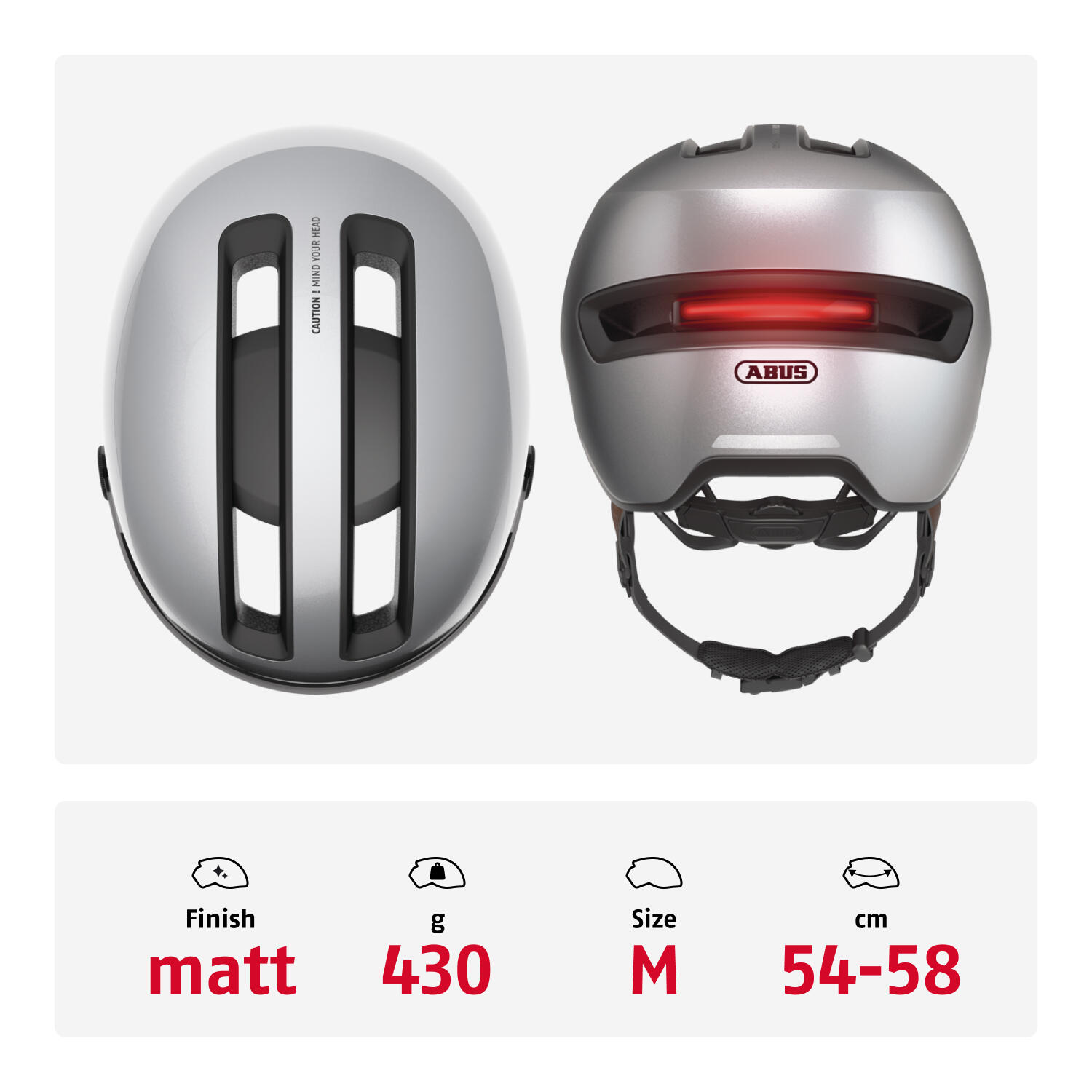 Casco Abus Hud-Y Ace Gleam Silver M 54-58 cm 3/7