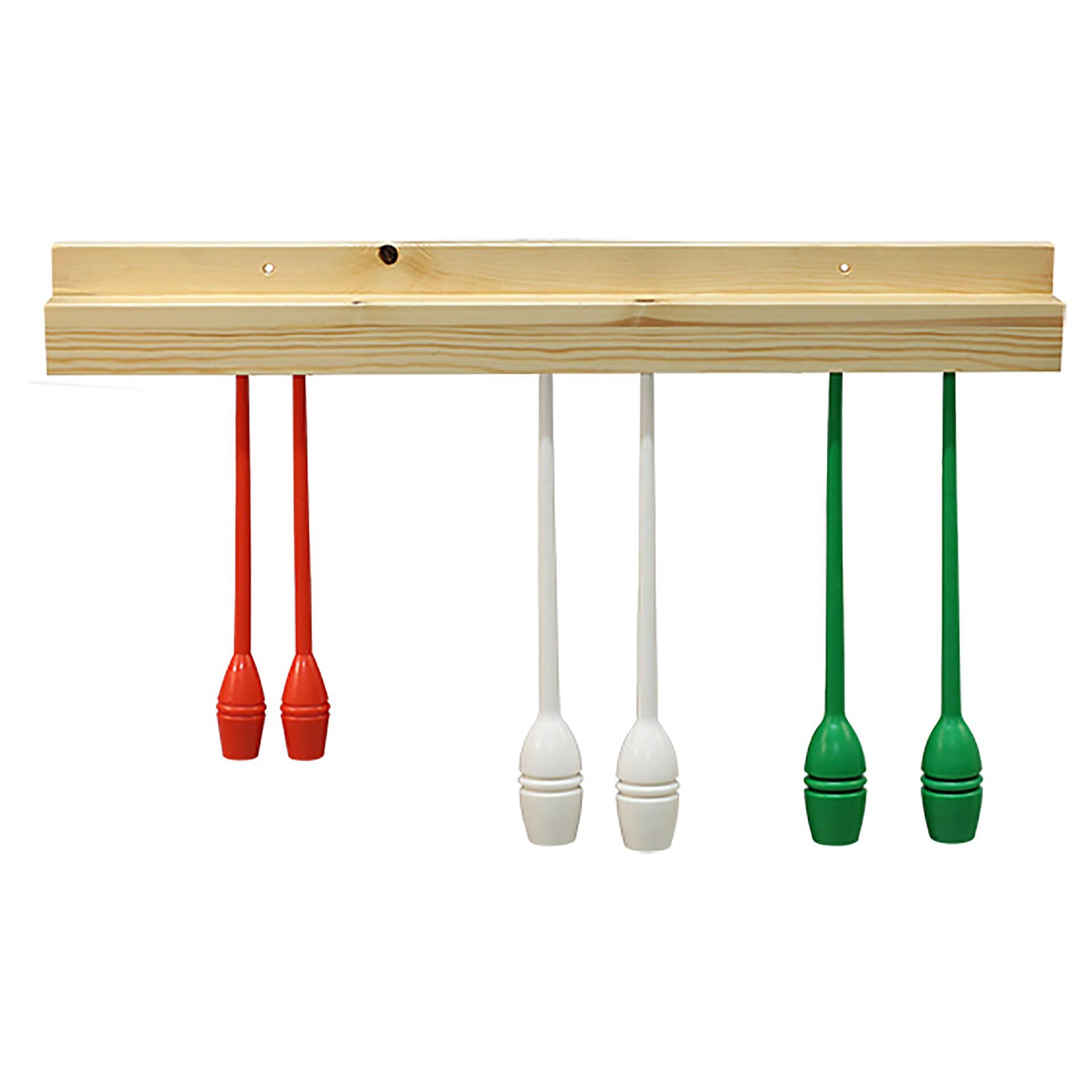 Suport de perete din lemn pentru crose, multicolor