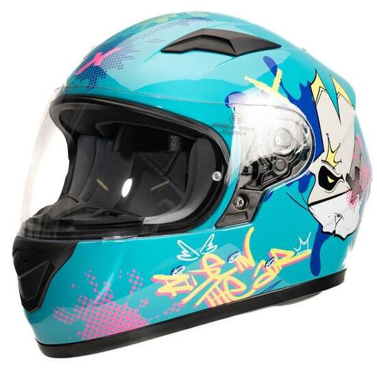 MOTOBLOUZ Casque Intégral ORION DONNY ENFANT Blue/Yellow/Pink | ECE 22.06