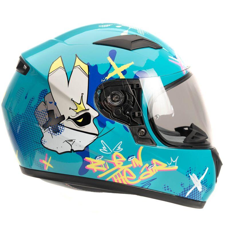 MOTOBLOUZ Casque Intégral ORION DONNY ENFANT Blue/Yellow/Pink | ECE 22.06 3/4