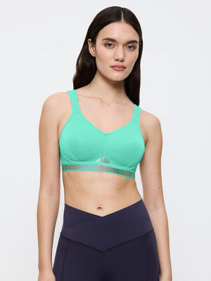 Sport-BH maximaler Halt Damen - Triaction Cardio Flow hellgrün