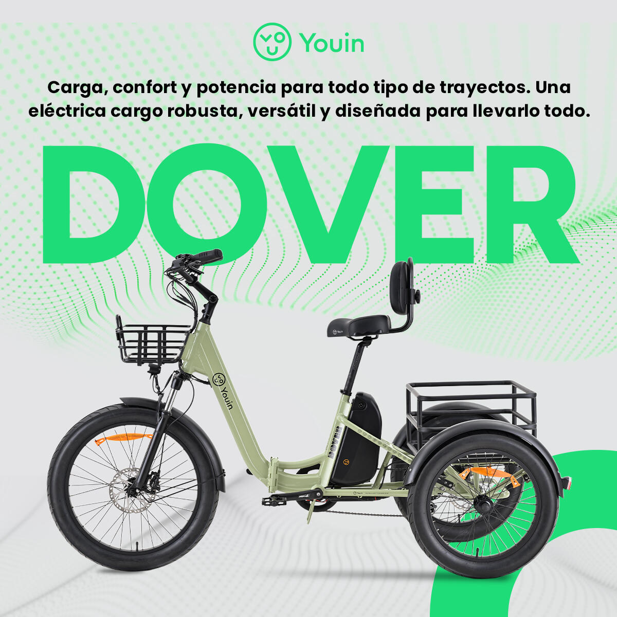 Bicicleta eléctrica YOUIN Dover BK6000 triciclo plegable 24" y 20" 250W 100km 2/7