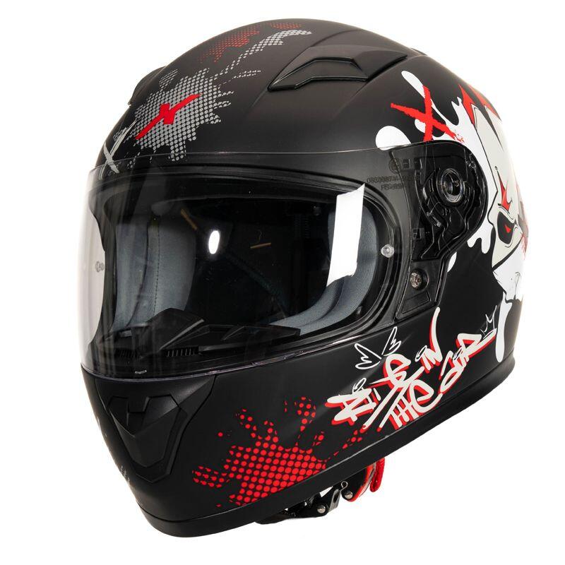 MOTOBLOUZ Casque Intégral ORION DARKO ENFANT Black/White/Red | ECE 22.06 1/4