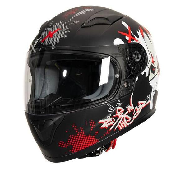 MOTOBLOUZ Casque Intégral ORION DARKO ENFANT Black/White/Red | ECE 22.06