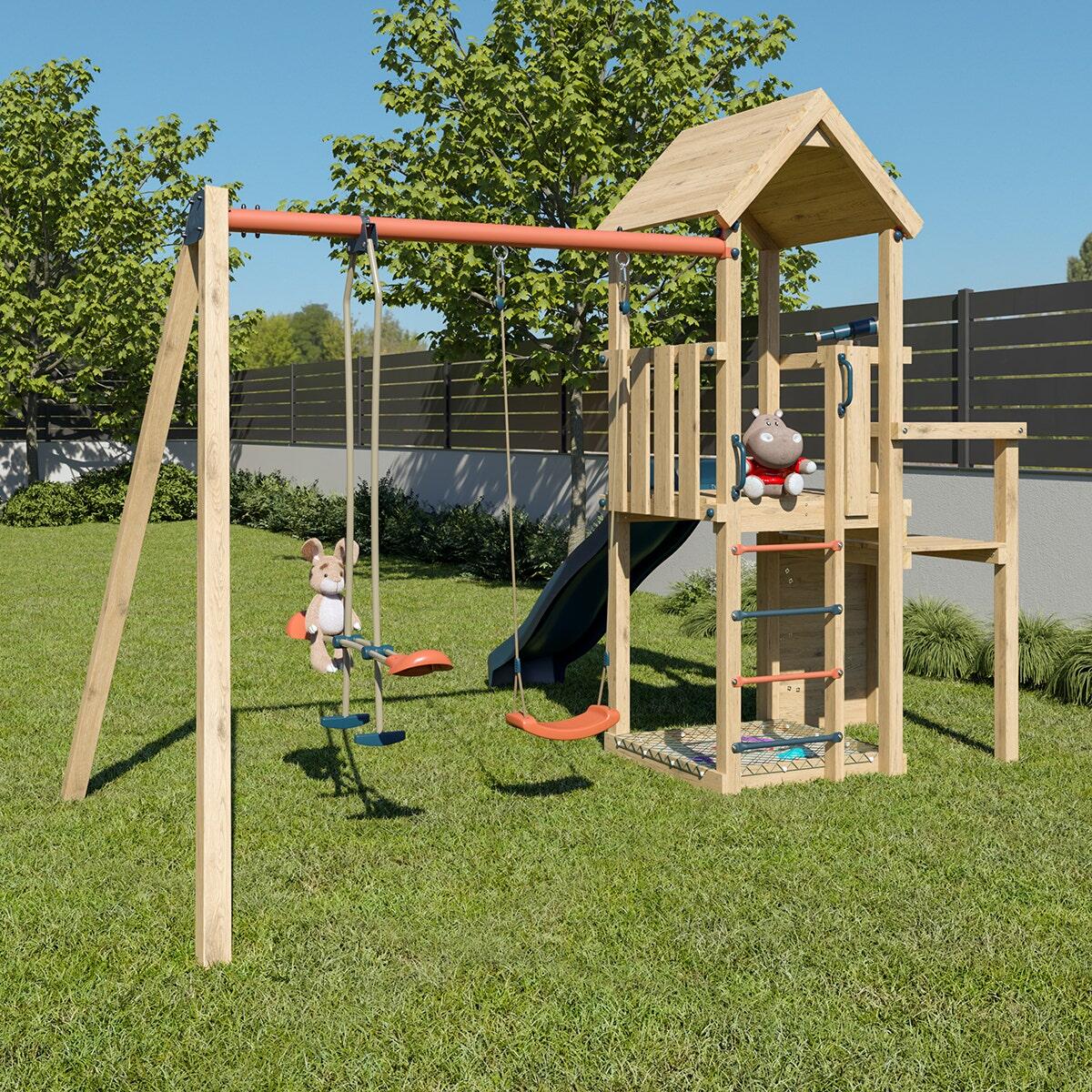 Aire de jeux Xchange Player bois poutre métal 3/7