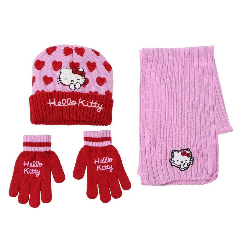 Hat, Scarf and Gloves HELLO KITTY Pink