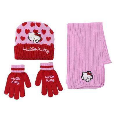 Muts, sjaal en handschoenen hello kitty roze