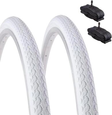 2 copertoni 26 X 1 3/8 (37-590)+camere pneumatici bianchi bici donna EV