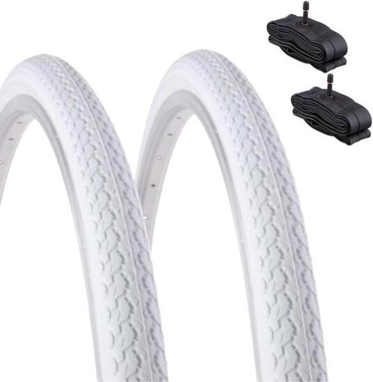 2 copertoni 26 X 1 3/8 (37-590)+camere pneumatici bianchi bici donna EV