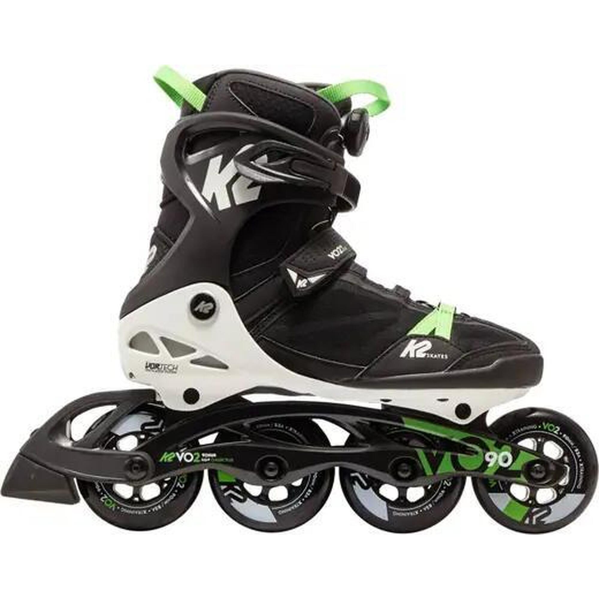 K2 - K2 Vo2 90 Boa Rollers - Noir - 45 - Rollers En Ligne - Noir|vert - 45 - Decathlon