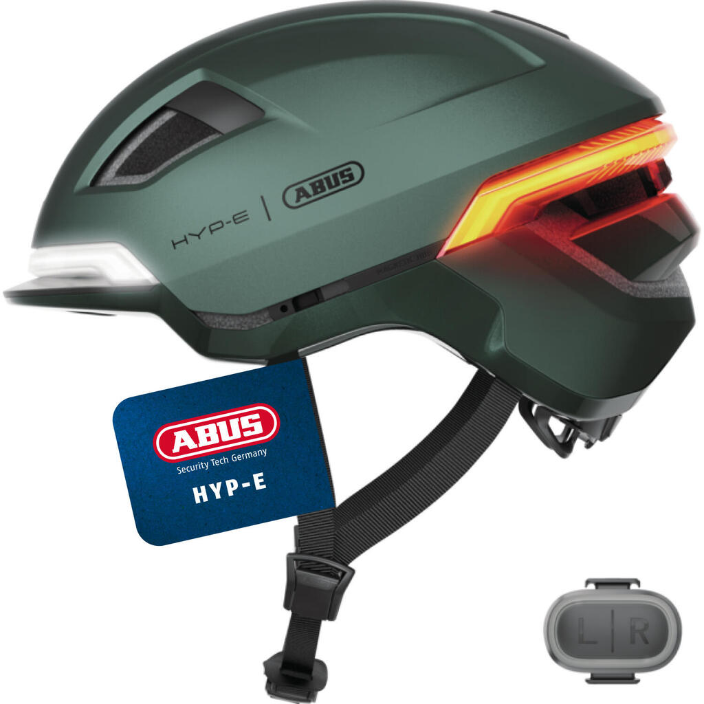 ABUS Hyp-E Smart Helmet — Jungle Green, S (51–55 cm)