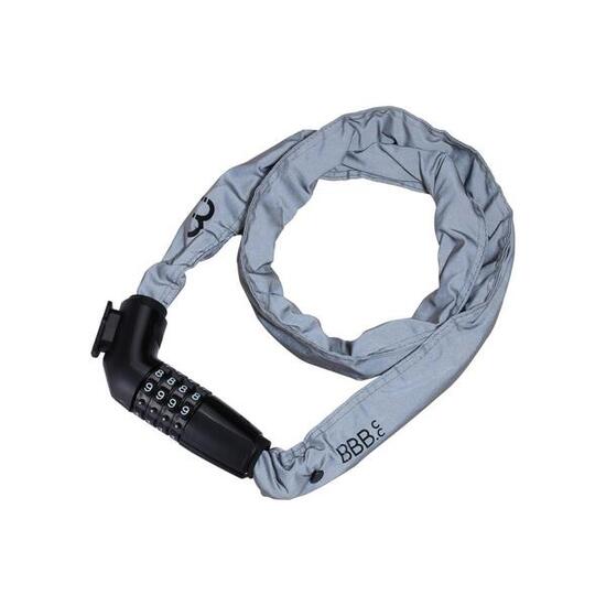 BBB Schloss CodeLink Reflectives Kettenschloss schwarz/grau 5mm x 1000mm