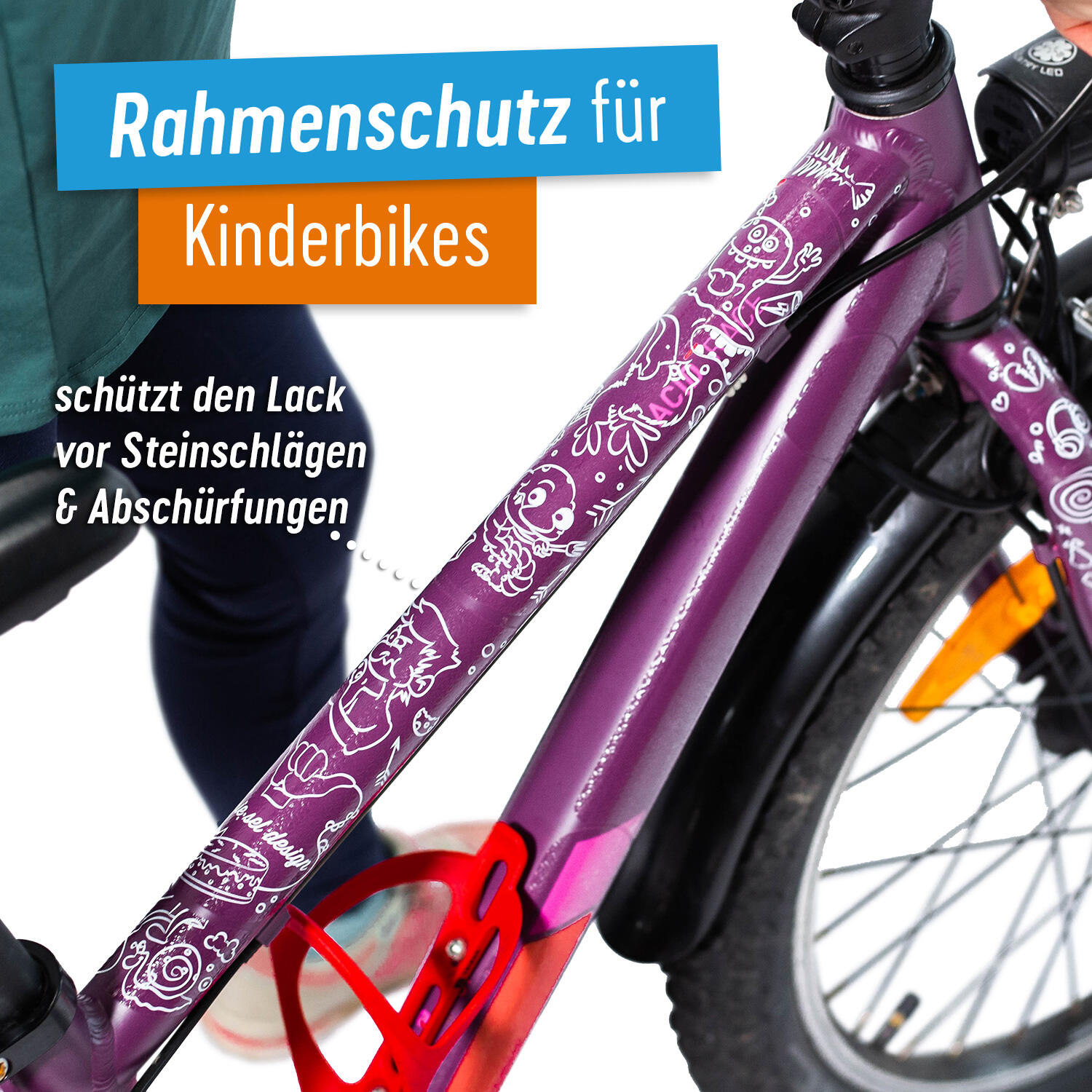 Aufkleber Schutzfolie Rahmenschutz für Kinderfahrräder 43-teilig 20'' - 26'' 3/7